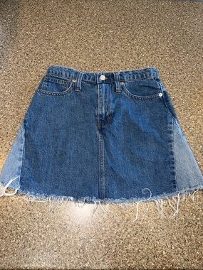 Madewell Two-Tone Blue Denim A-Line Mini Skirt